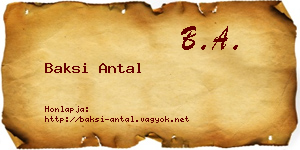 Baksi Antal névjegykártya